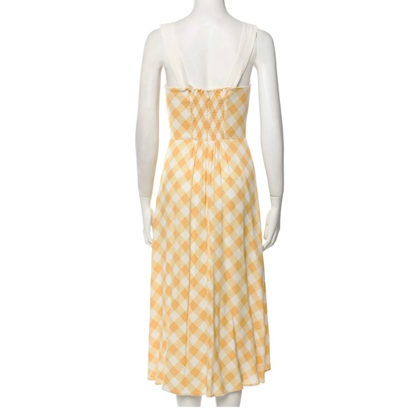 Reformation Yellow Plaid A-Line Midi Dress Sleeveless Scoop Neck Summer Dress 2 - Picture 5 of 7